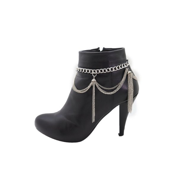 Alwasytyle4you Accessories - Women Silver Metal Chain Boot Bracelet Miami Beach Shoe Tassel Fringe Charms